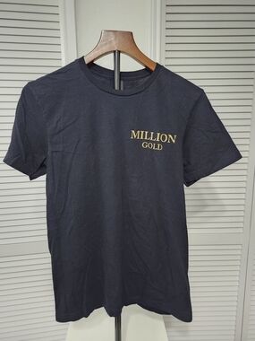 Gildan Black Tee with Gold "MILLION GOLD" Chest Logo